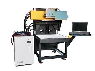 Engrafiad laser gyda mwgwd wyneb